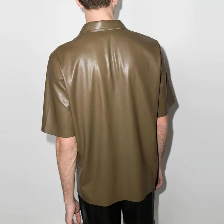 NANUSHKA Short-sleeved Faux Leather Shirt-2