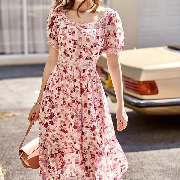 Olrain Short Sleeved Dresses Women's Pink-1