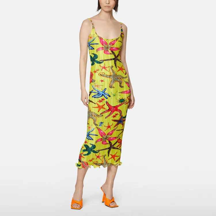 VERSACE SS22 Sleeveless Dress Women's Yellow-1