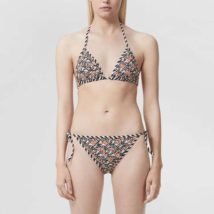 Burberry SS22 Women's Stretch Nylon Triangle Bikini Set Brown-1