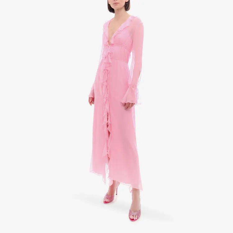 Blumarine Ruffle Detailed Draped Maxi Dress-2