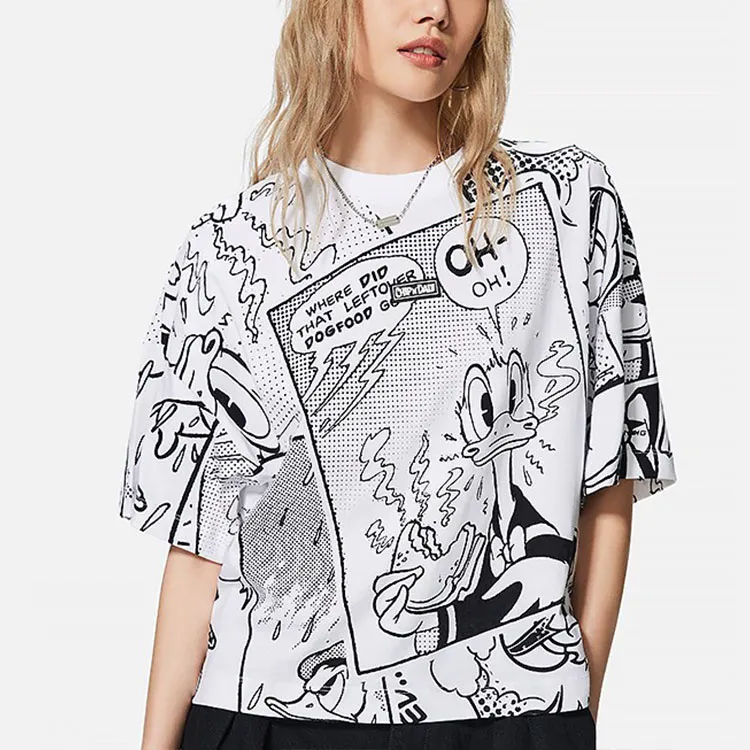 LiNing x Disney Drop Shoulder Sleeve T Shirt Women's Black White-3