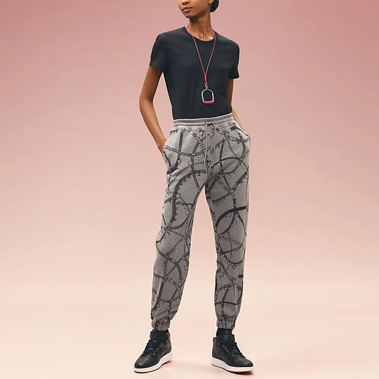 HERMES Knitted Sweatpants Women's Gray-1