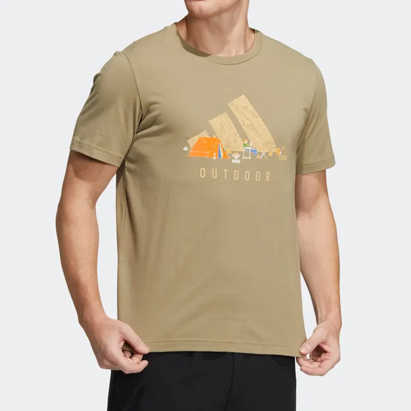 Adidas Set in Sleeve T Shirt Men's Green-1