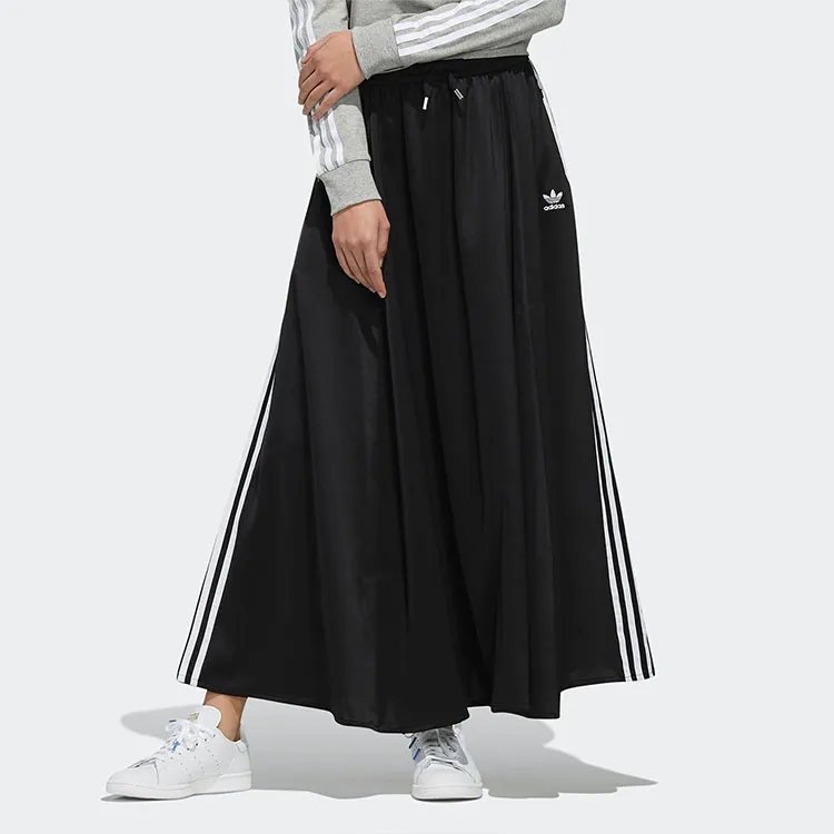 adidas originals Women's Satin Long Skirt Black-3