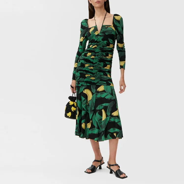 GANNI Long-Sleeved Dresses Women's Green-2