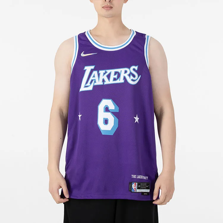 Nike Nba Los Angeles Lakers City Edition Lebron James 6 Dri FIT Swingman Jersey-2