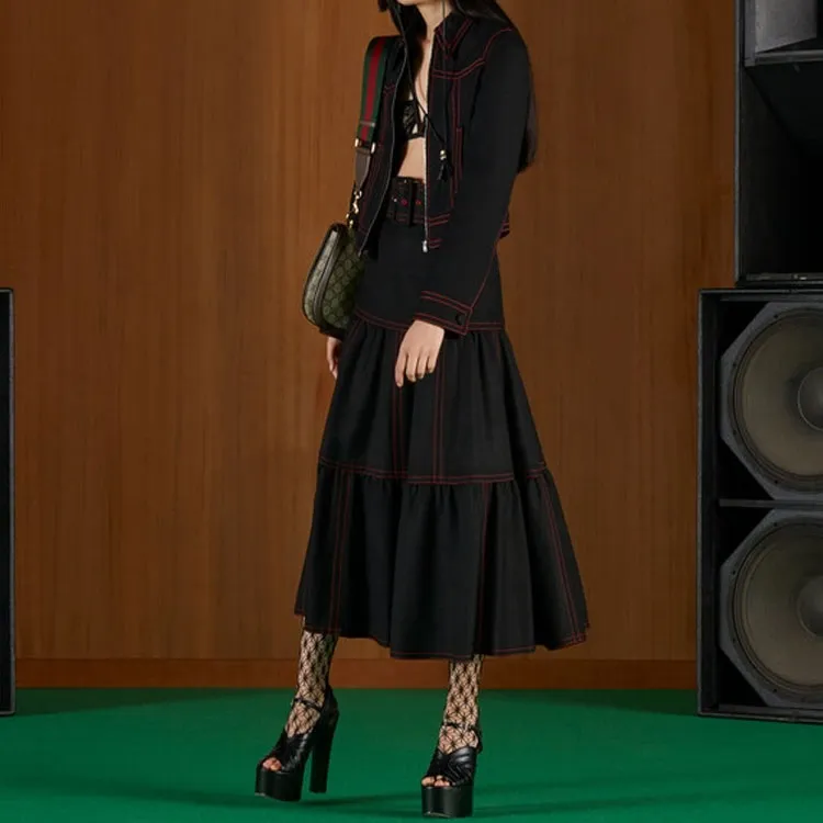 GUCCI SS22 Casual Long Skirts Women's Black-1