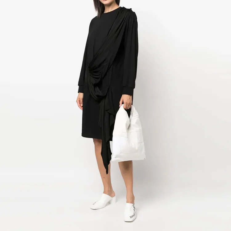 MM6 Maison Margiela Crewneck Draped Jumper Mini Dress-2