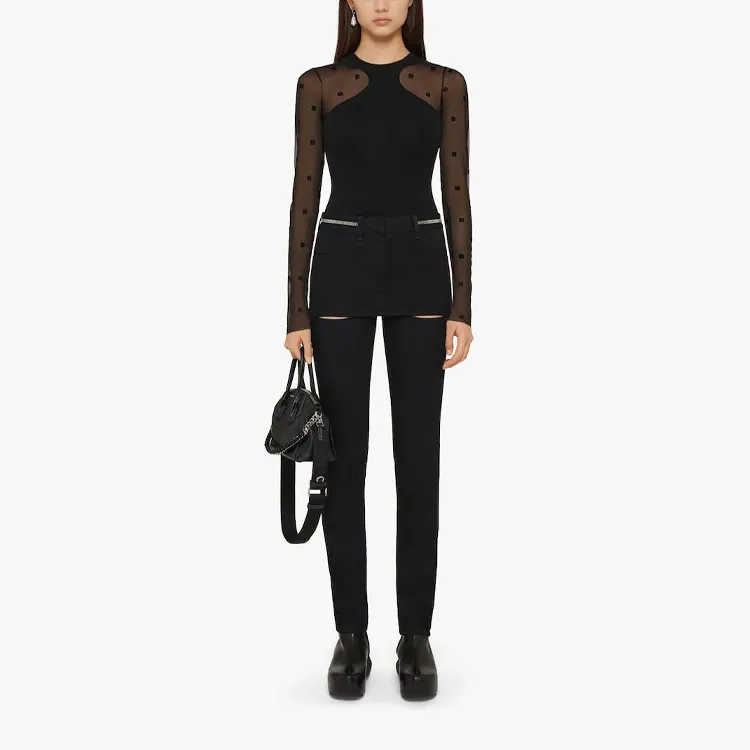 Givenchy Slim Leg Mini Skirt Effect Jeans-1
