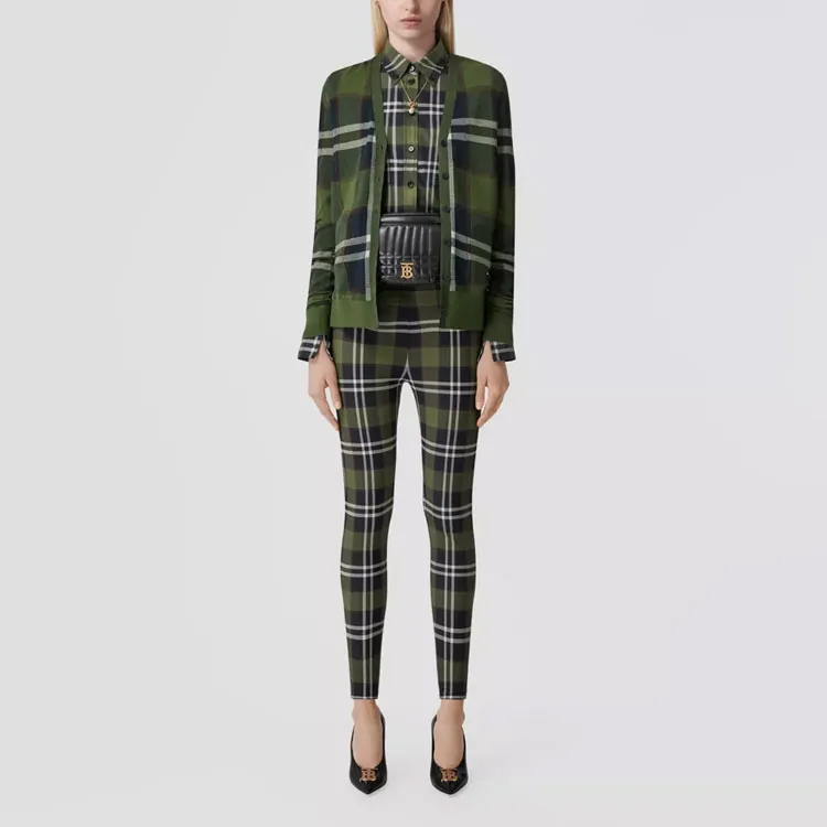 Burberry Tully Check Leggings 'Dark Olive'-1