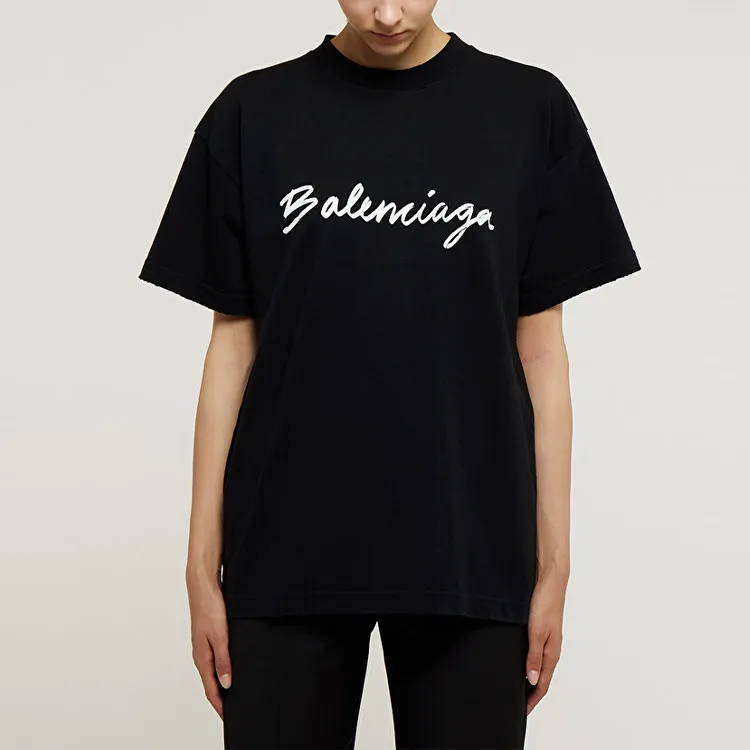 Balenciaga FW22 Drop Shoulder Sleeve T Shirt Women's Black-8