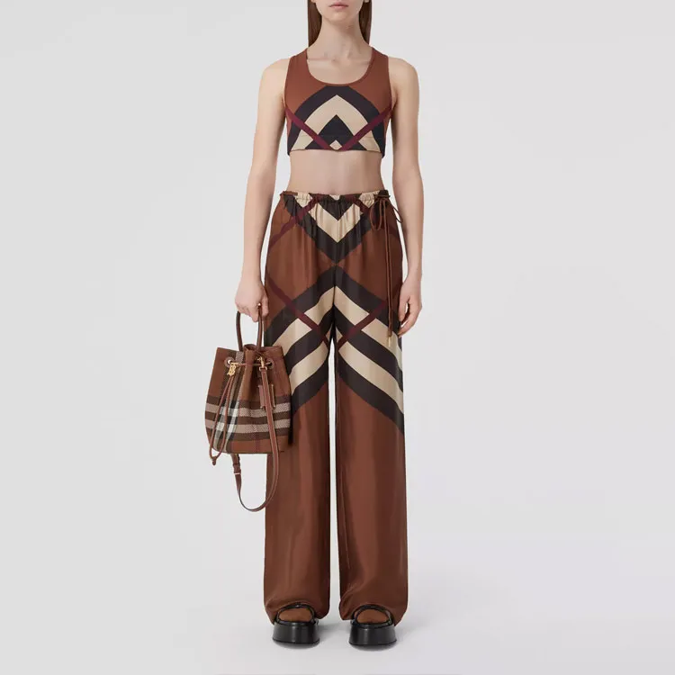 Burberry Chevron Check Print Stretch Cropped Top 'Dark Birch Brown'-1
