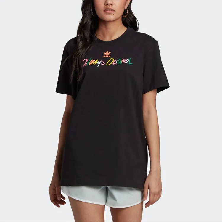Adidas Originals Drop Shoulder Sleeve T Shirt Women's Black-2