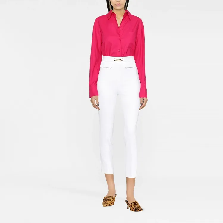 Elisabetta Franchi FW22 Casual Pants Women's Ivory White-2