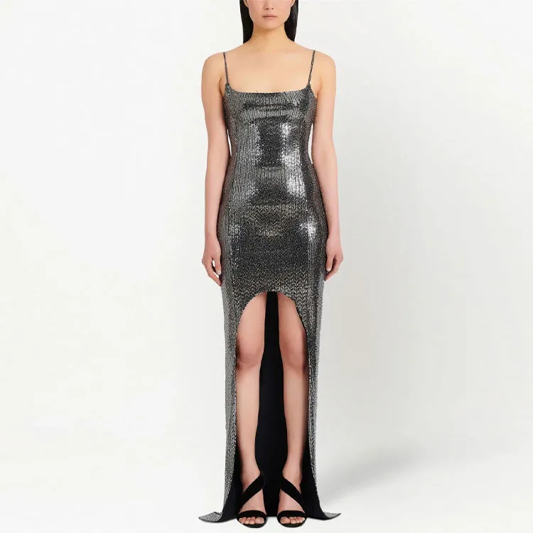 BALMAIN Sequin Spaghetti Strap Dress-1