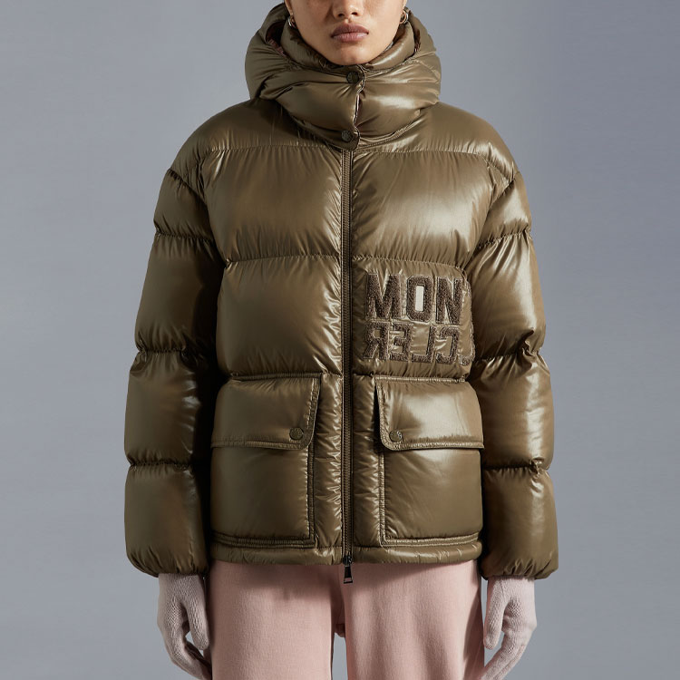 【23AW NEW】MONCLER_woman/ Abbaye ダウンジャケット Moncler Women's Abbaye Short Down Jacket Mud Brown - POIZON