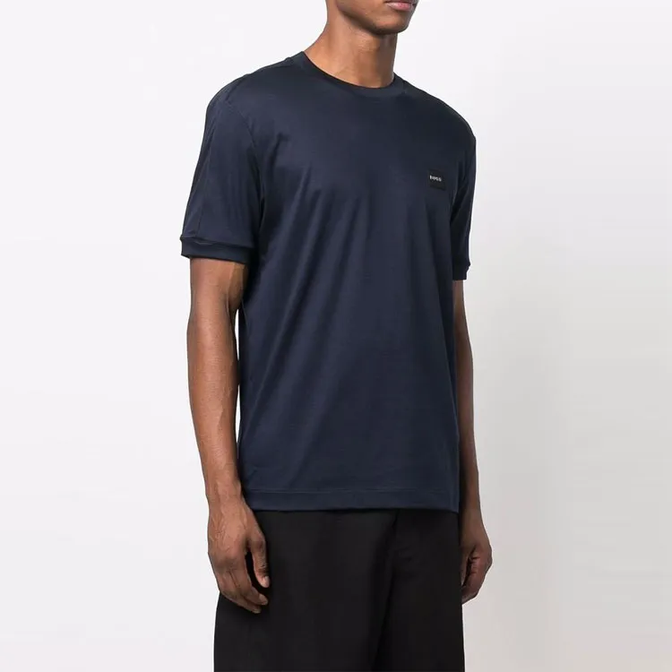 HUGO BOSS Drop Shoulder Sleeve Short Sleeved T Shirts Men's Marine Blue-3