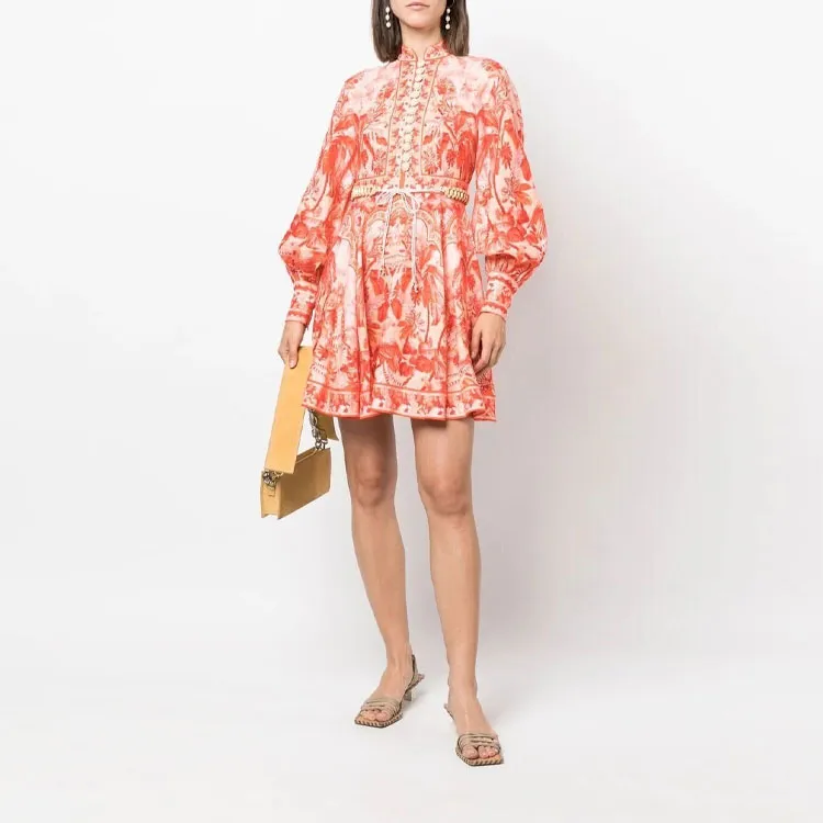 Zimmermann FW22 Long Sleeved Dress Women's Red-2