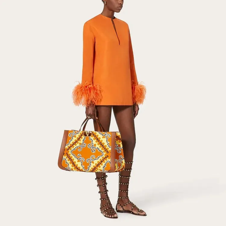 Valentino Long-Sleeved Dresses Women's Orange-5