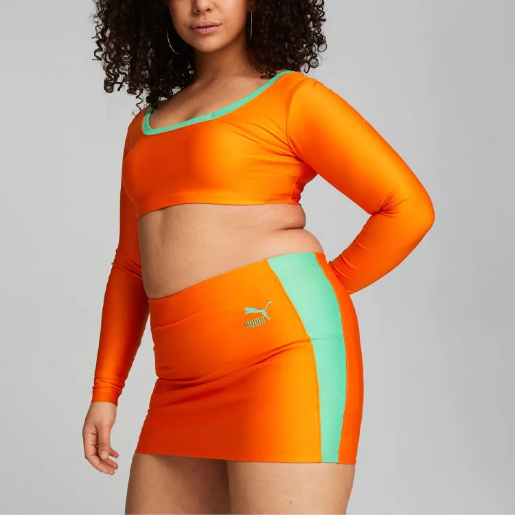 PUMA X DUA LIPA Crop Tops Women's Orange Red-2