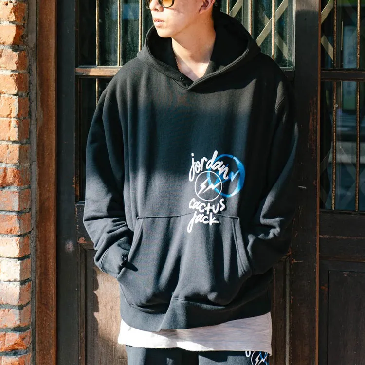 Air Jordan X Travis Scott X Fragment Cartoon Printing Hoodie Asia Sizing 'Black White-2