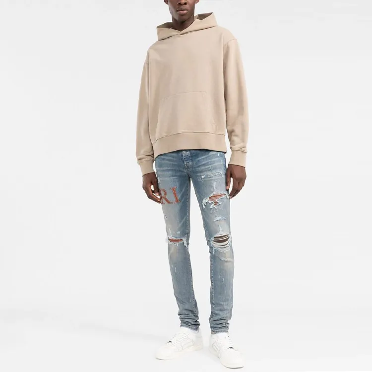 AMIRI Leather Stitch Logo Clay Indigo Jean-3
