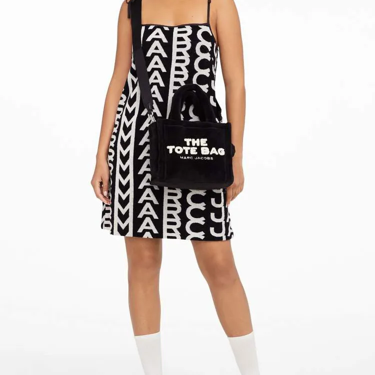 MARC JACOBS Terry Cloth Tote Bag, Shopping Bag, Shoulder Bag, Crossbody Bag, Handbag Mini Women's Black-5