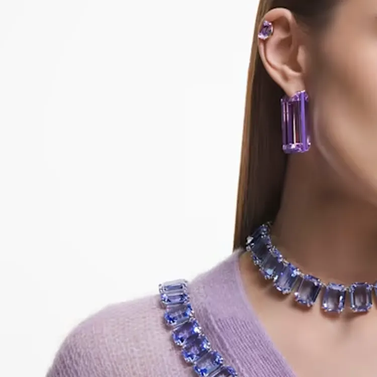 Swarovski Hoop Earrings Women's Purple-2