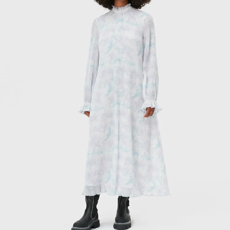 GANNI Long Sleeved Dresses Women's Blue Purple-2