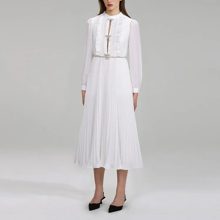 Self-portrait SS22 Long-Sleeved Dresses Women's White-2