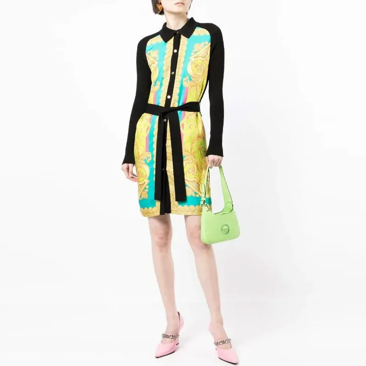 FANSIZHE VERSACE Long Sleeved Dress Women's Yellow-1