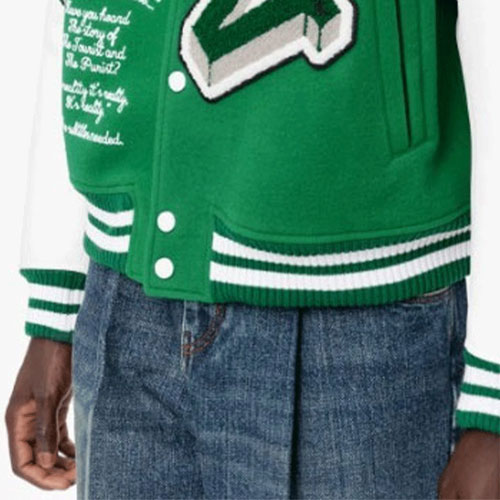 LOUIS VUITTON Varsity Leather Jacket Green - POIZON