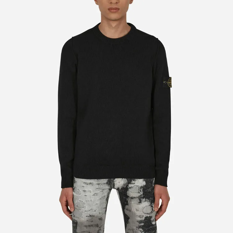 STONE ISLAND 508A3 Stockinette Stitch Lambswool Knitted Sweater-3