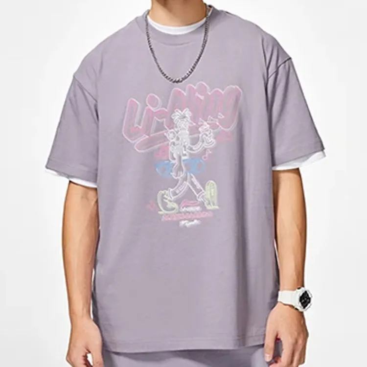 LiNing Regular T Shirt Unisex Smoked Gray Mauve-3