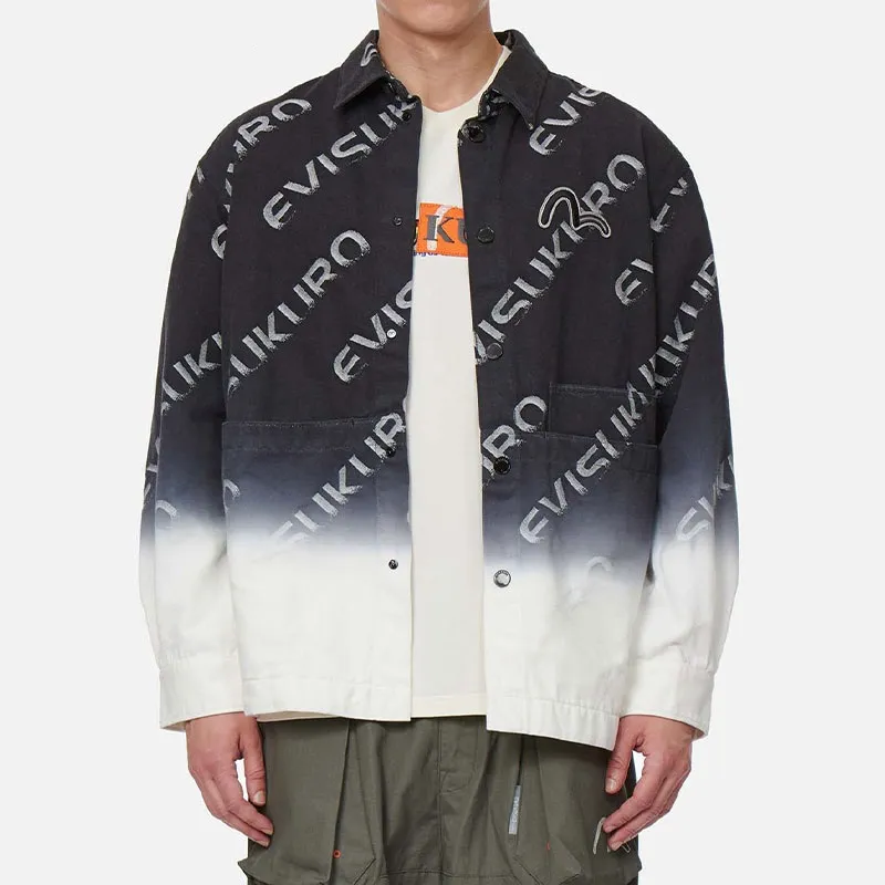 EVISU SS22 Loose Fit Denim Jacket Men's Black-3