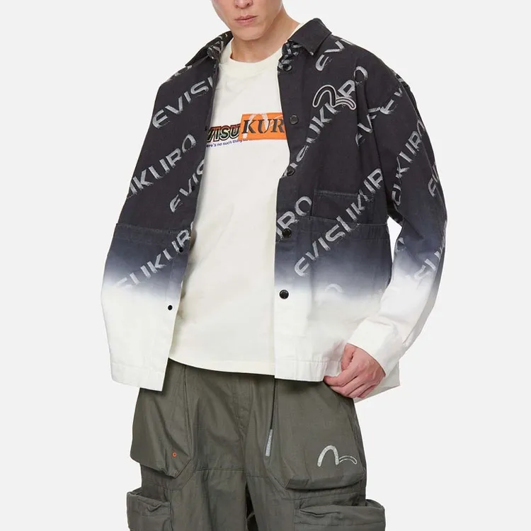 EVISU SS22 Loose Fit Denim Jacket Men's Black-4