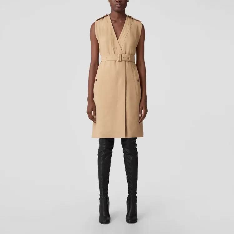 Burberry Sleeveless Dress Women's Soft Yellow Umber-1