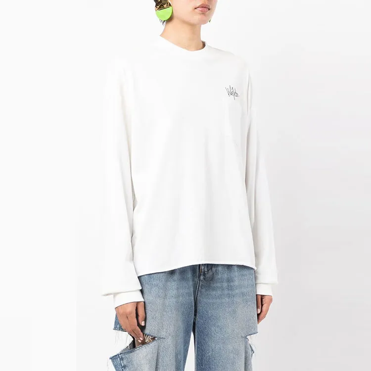 WE11DONE Logo Embellished Crewneck T Shirt-3