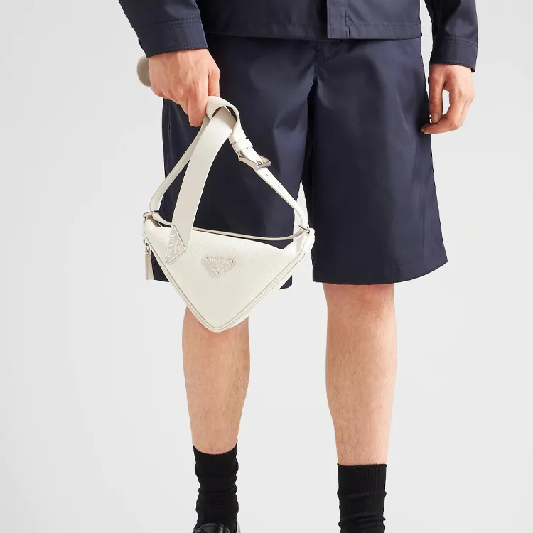PRADA Saffiano Saffiano Leather Fanny Pack Men's White-4