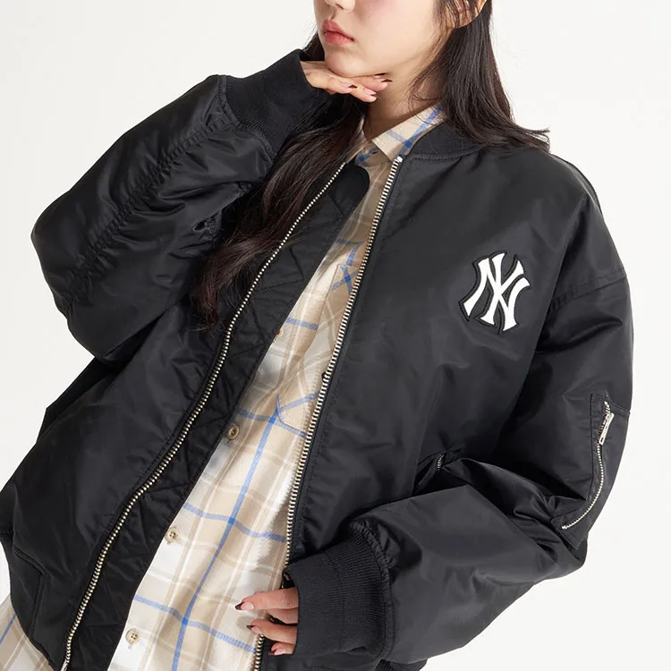 MLB Base Logo Puffer Jackets Unisex Black-4