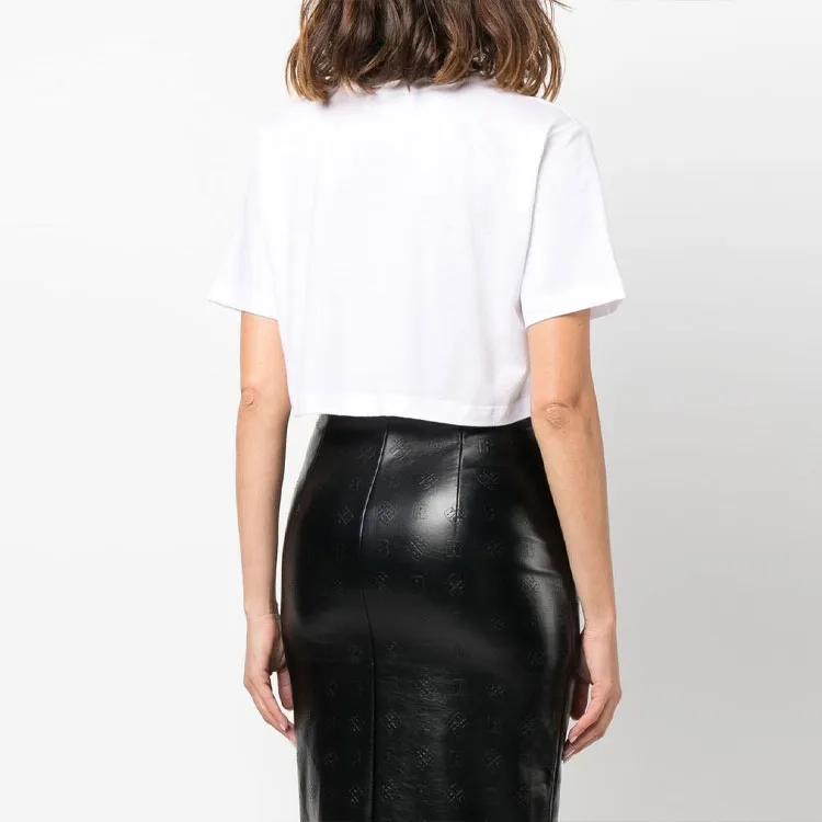 Lanvin Paris Embroidered Cropped Tee 'Optic White'-2