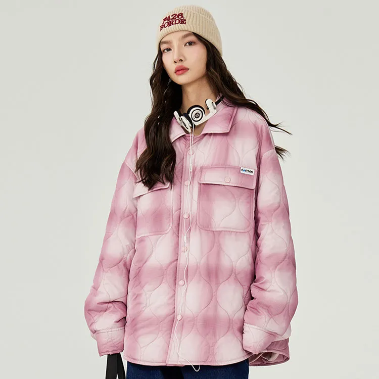 F426 FW22 Plaid Gradient Lapel Loose Fit Puffer Jacket Unisex-11
