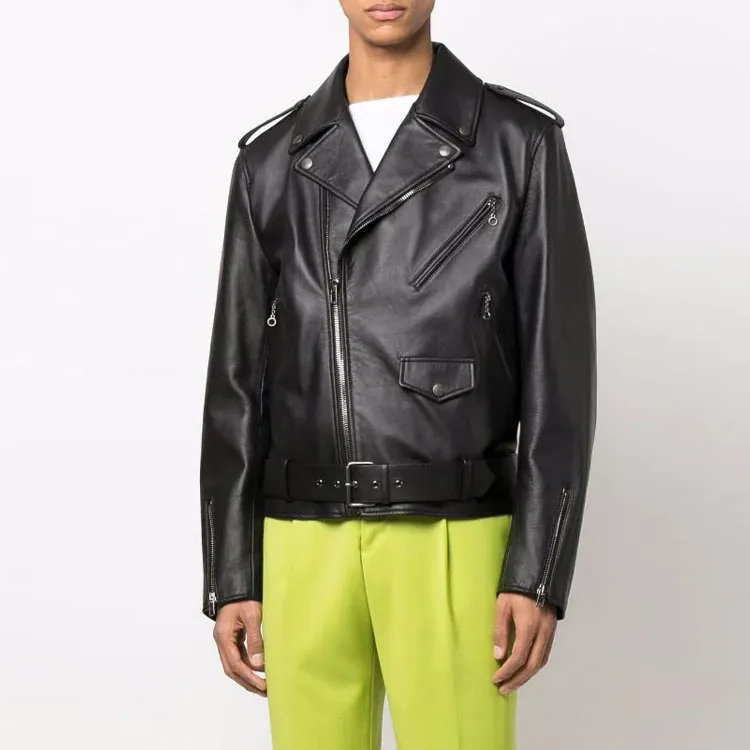 MOSCHINO Leather Jackets Men Black-3