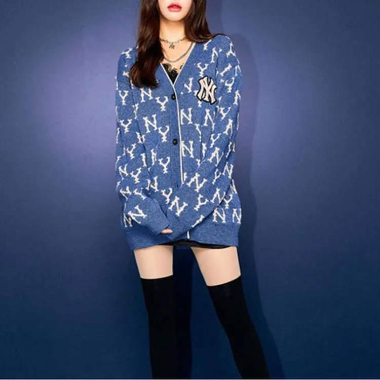 MLB Old Flower Sweaters Unisex Blue-2