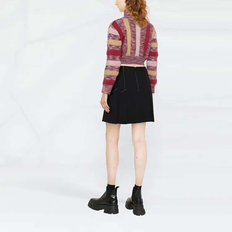 DSQUARED 2 Striped Cropped Turtle Neck Jumper-2
