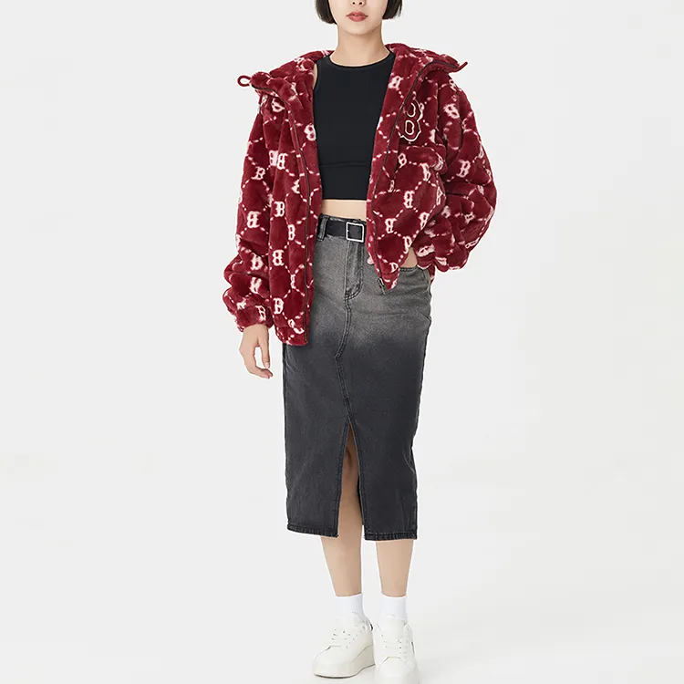 MLB Velvet Jackets Unisex Burgundy-2