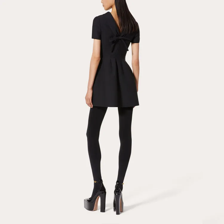 Valentino FW22 Short Sleeved Dress Women's Black-2