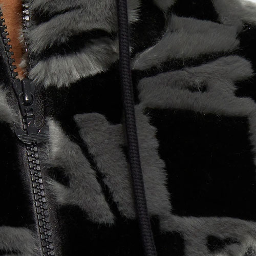 ★送料無料★adidas Originals W Allover Print Faux Fur Jacket Adidas Originals ALLOVER PRINT FUR Jackets Unisex Black - POIZON