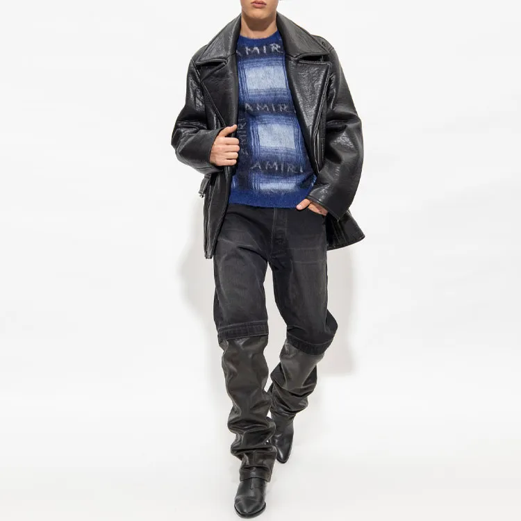 AMIRI Brushed Mohair Plaid Crew-1